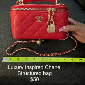 Red Quilted structured Bag